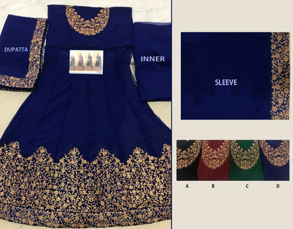 Designer bemberg georgette heavy embroidered partywear anarkali gown