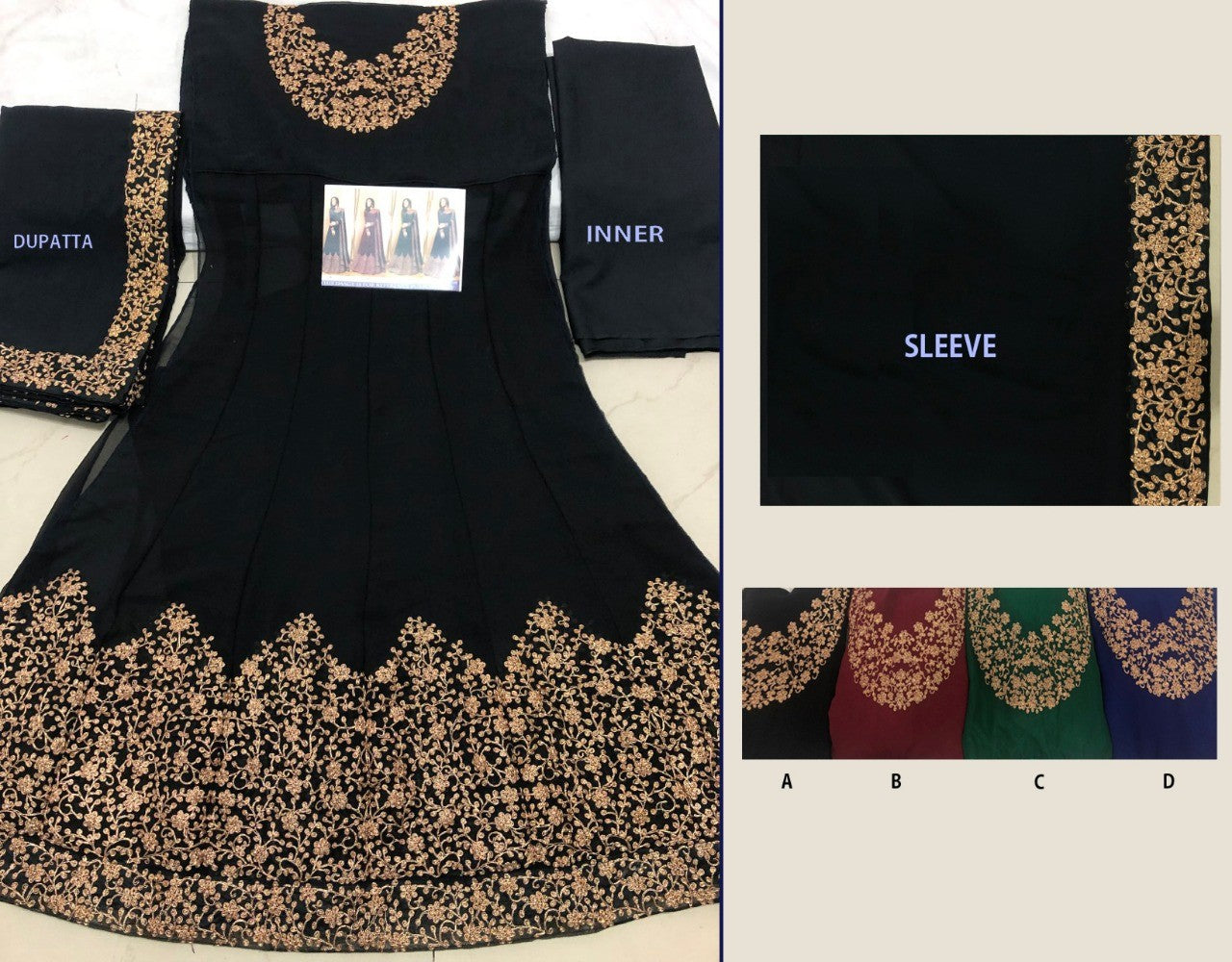 Designer bemberg georgette heavy embroidered partywear anarkali gown