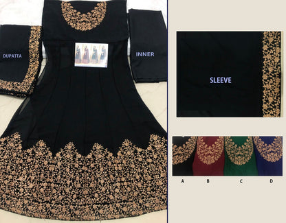 Designer bemberg georgette heavy embroidered partywear anarkali gown