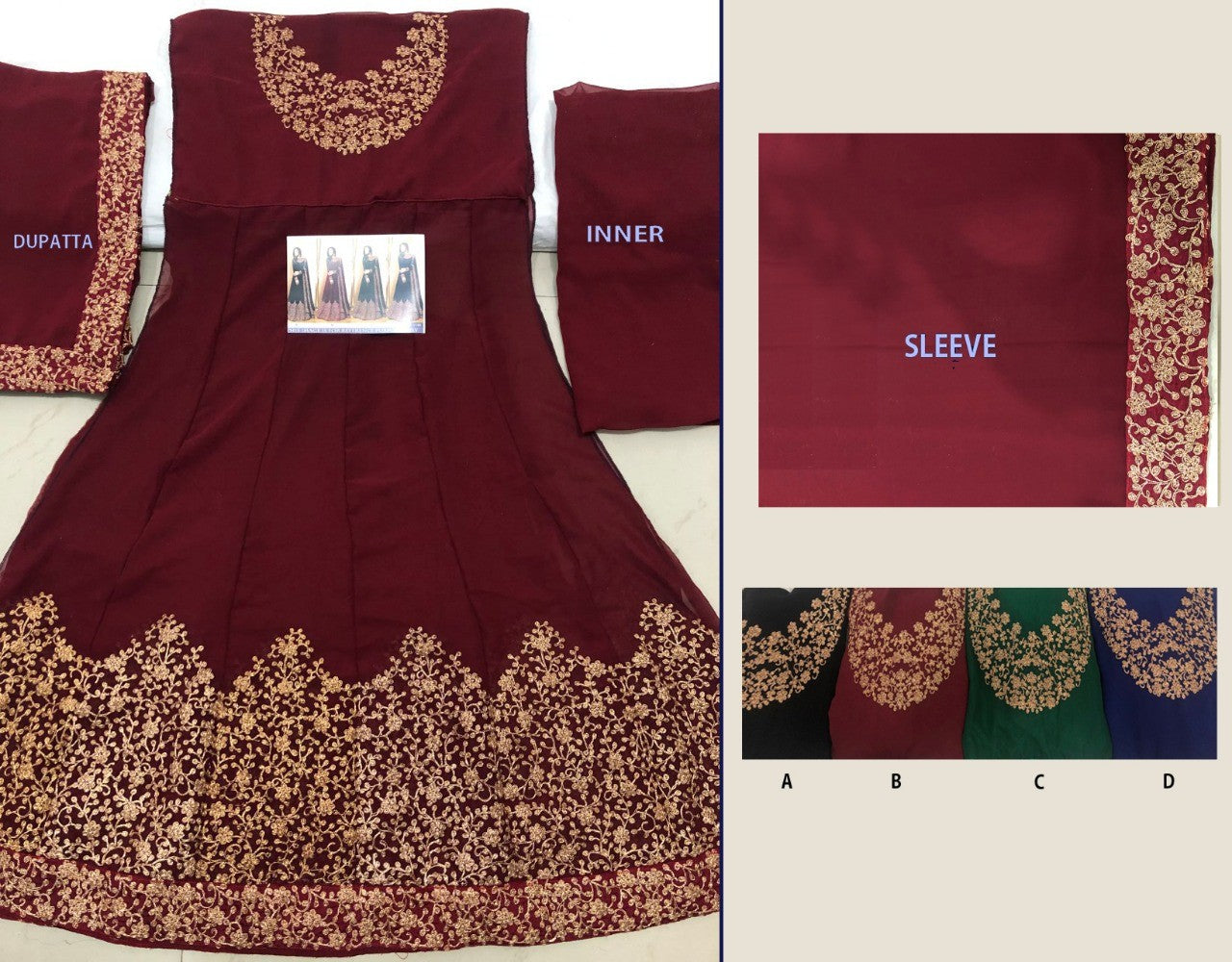 Designer bemberg georgette heavy embroidered partywear anarkali gown