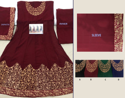 Designer bemberg georgette heavy embroidered partywear anarkali gown