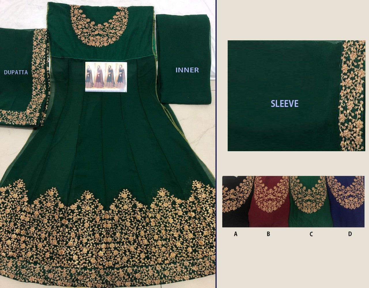 Designer bemberg georgette heavy embroidered partywear anarkali gown