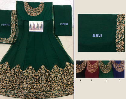 Designer bemberg georgette heavy embroidered partywear anarkali gown