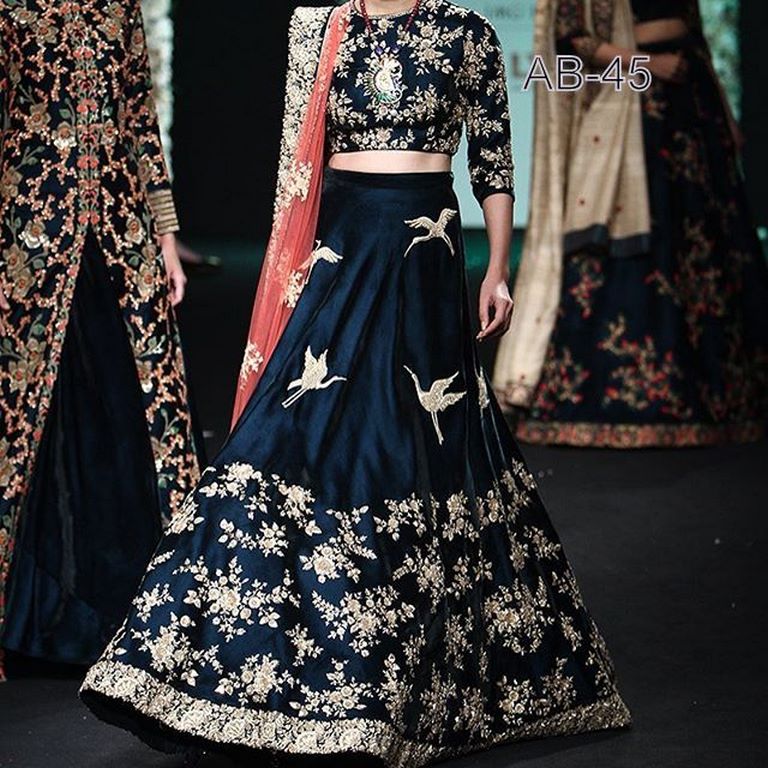 Designer heavy embroidered wedding lehenga