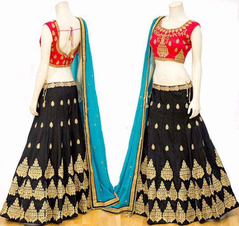 designer Black embroidred Wedding lehenga