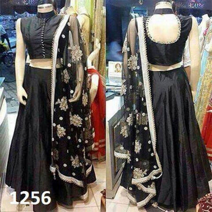 Designer black lehenga with heavy embroidered dupatta