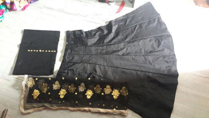 Designer black lehenga with heavy embroidered dupatta
