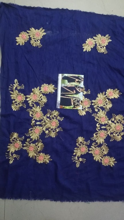 Designer Blue embroidered Ceremonial Saree