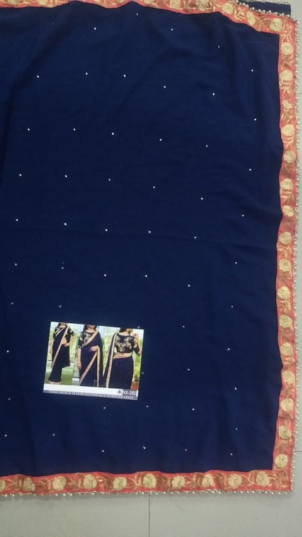 Designer Blue embroidered Ceremonial Saree