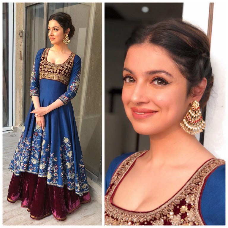 Designer Blue embroidered Wedding Indo-Westurn Gown