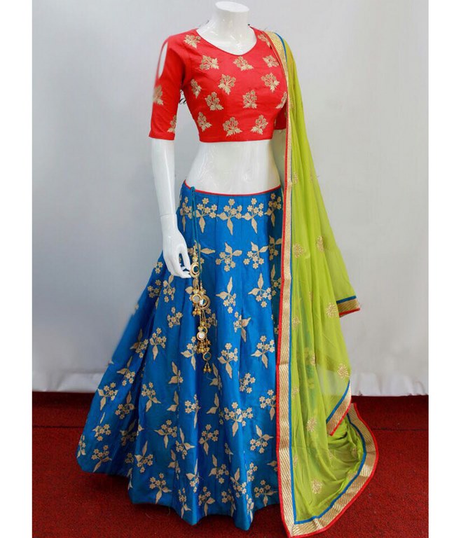 Designer Blue embroidered Wedding lehenga