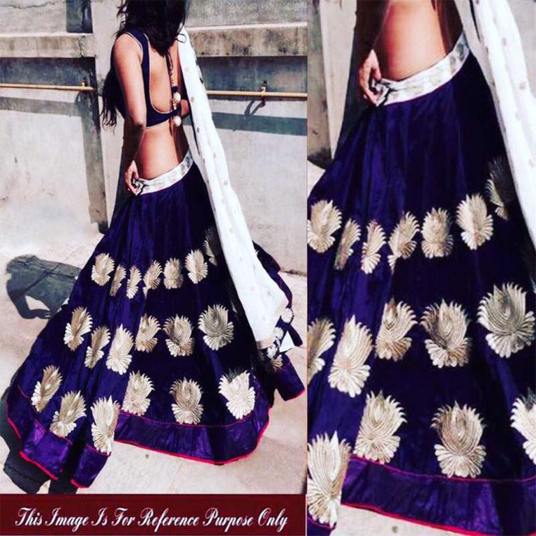 Designer blue heavy embroidered lehenga