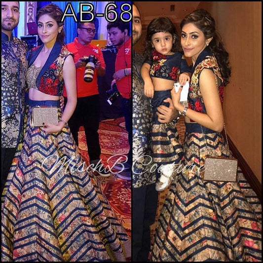 Designer ceremonial printed multicolor lehenga with embroidered blouse