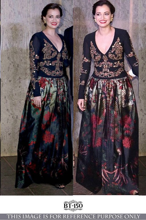 Designer Bollywood style black ceremonial gown