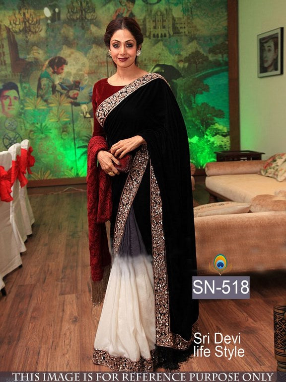 Designer bollywood style black wedding saree