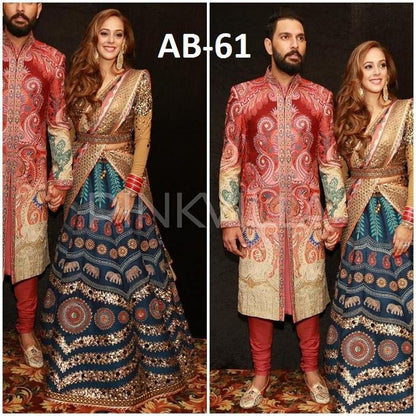 designer bollywood style blue embroidered Wedding lehenga
