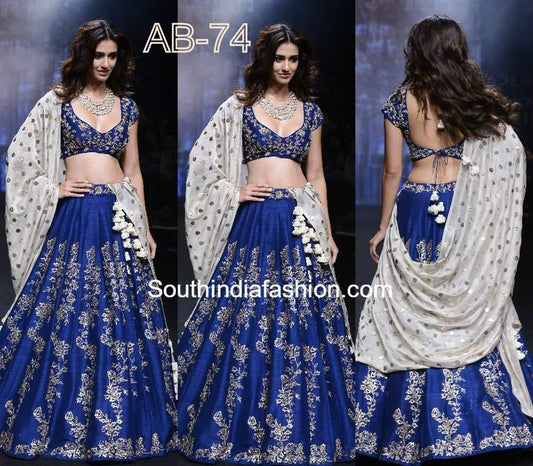 designer bollywood style blue heavy embroidered Wedding lehenga