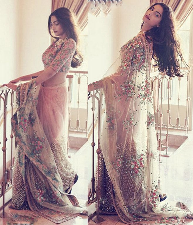 Designer bollywood style embroidered saree