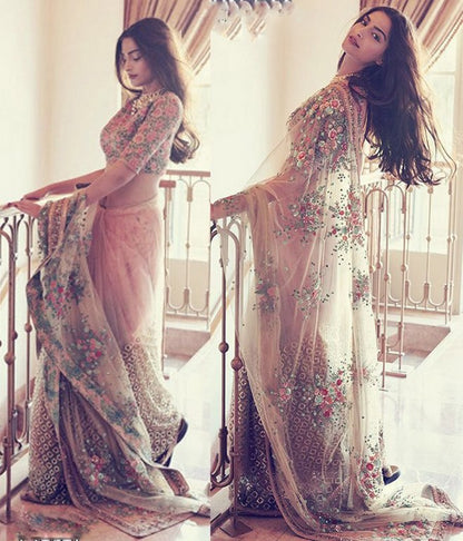 Designer bollywood style embroidered saree