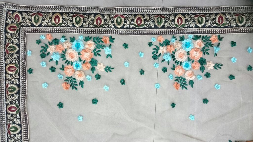 Designer bollywood style embroidered saree