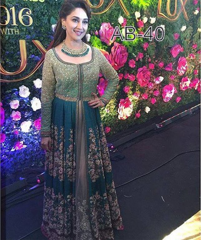 designer bollywood style green embroidered anarkali suit