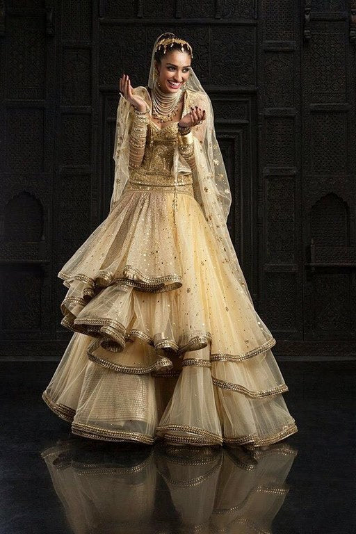 Designer brown embroidered bridal lehenga
