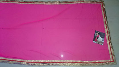 Designer cream and pink embroidered saree