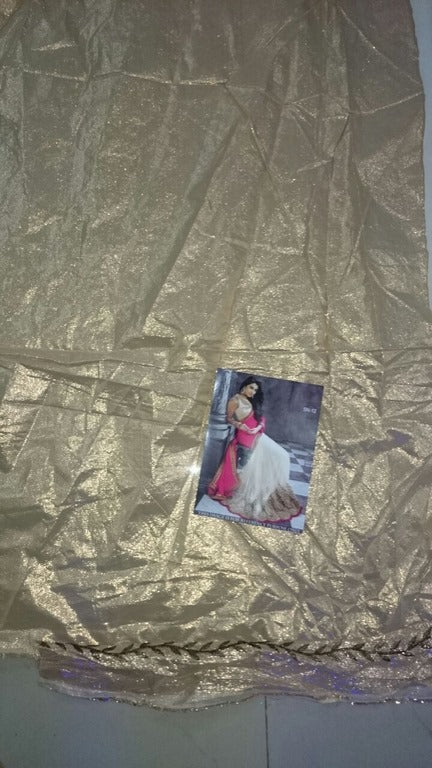 Designer cream and pink embroidered saree