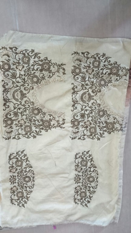 Designer cream embroidered ceremonial saree