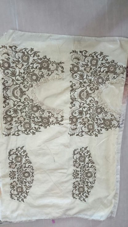 Designer cream embroidered ceremonial saree