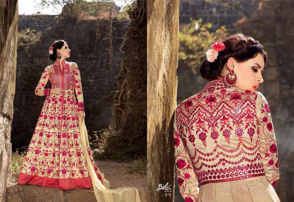 designer Cream heavy embroidered Wedding Gown