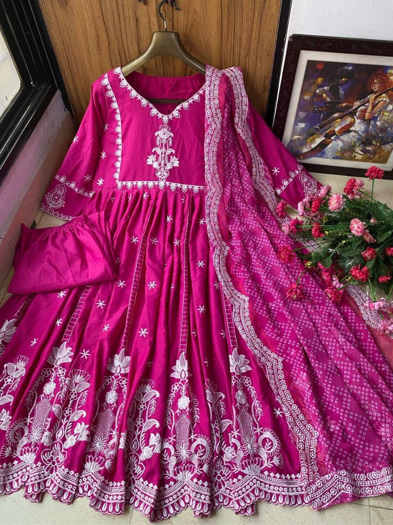 Designer embroidered anarkali suit