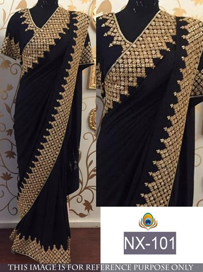Designer embroidered black ceremonial saree