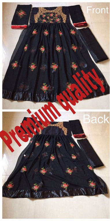 Designer embroidered black partywear anarkali suit