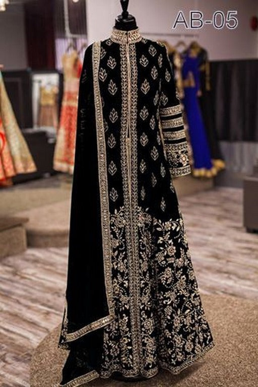 Designer embroidered black wedding suit