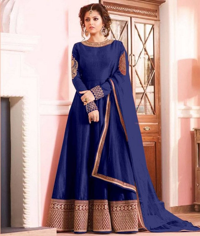 Designer embroidered blue anarkali long suit