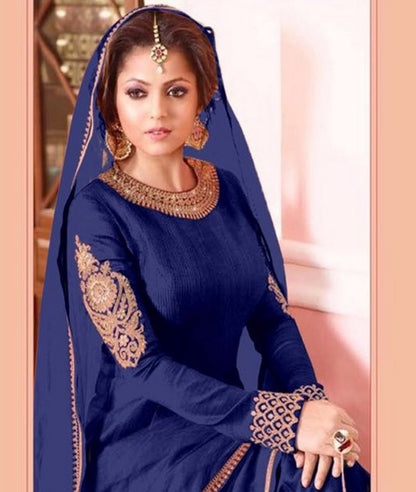 Designer embroidered blue anarkali long suit