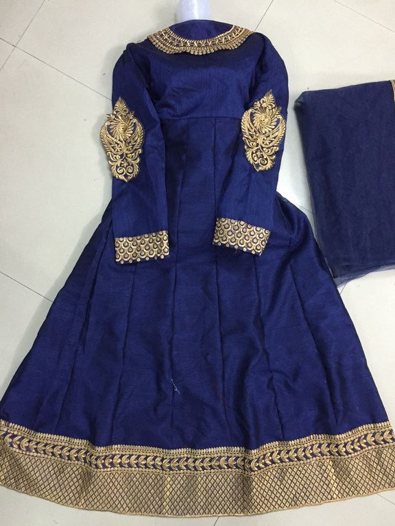 Designer embroidered blue anarkali long suit