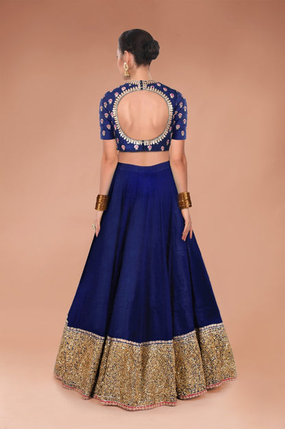 Designer embroidered blue wedding lehenga