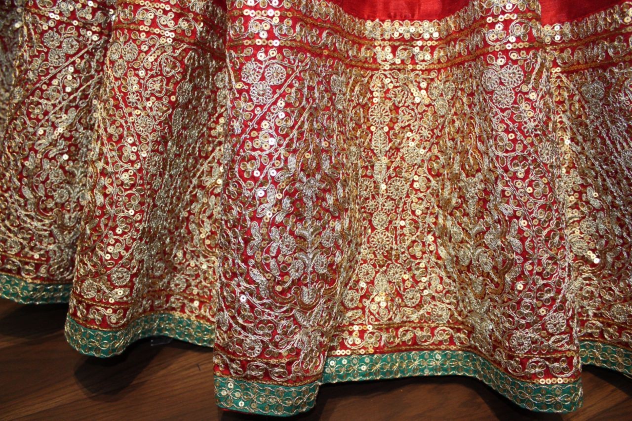 Designer embroidered blue wedding lehenga