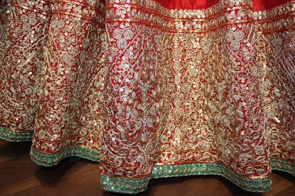 Designer embroidered blue wedding lehenga