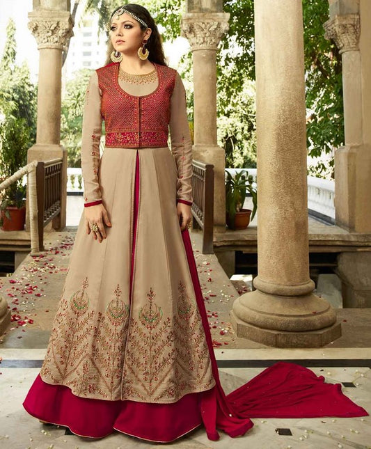 Designer embroidered brown indian wedding salwar suit