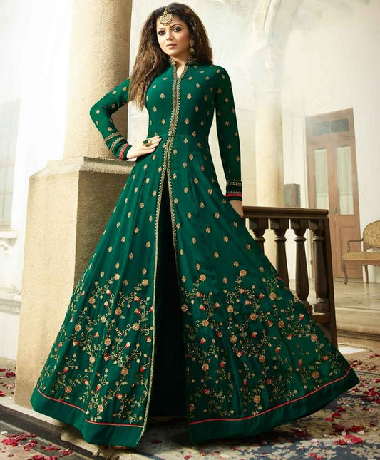 Designer embroidered green indian wedding gown