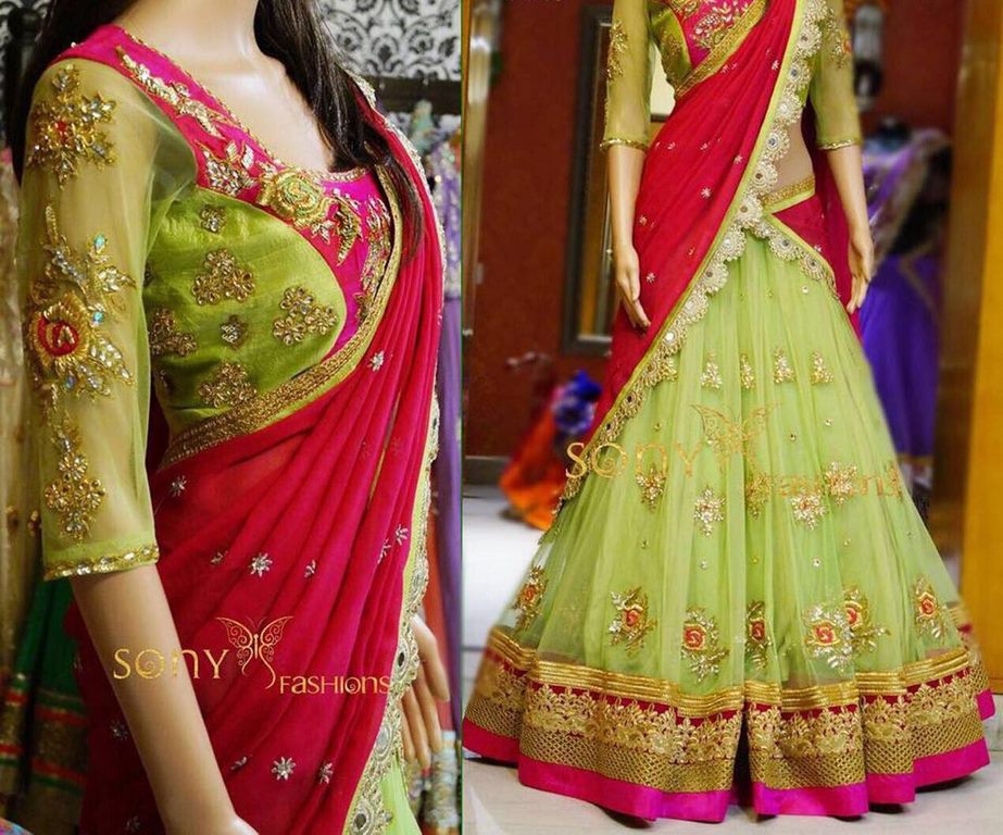 Designer embroidered green wedding lehenga