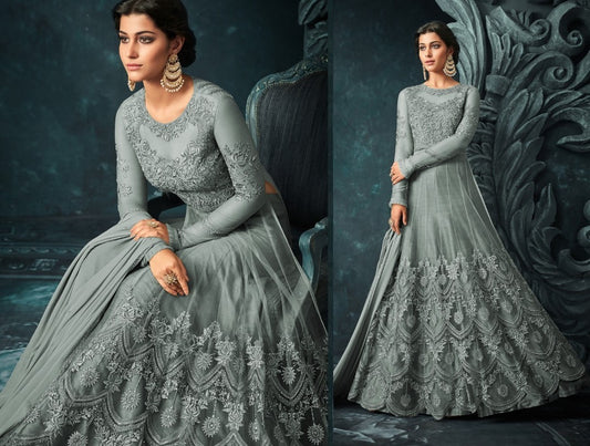 Designer embroidered long wedding anarkali suit