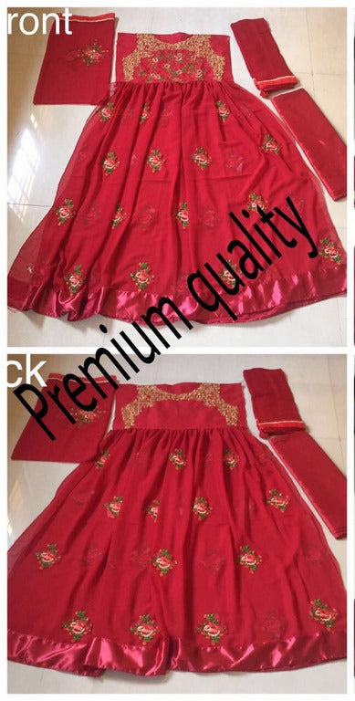 Designer embroidered maroon partywear anarkali suit