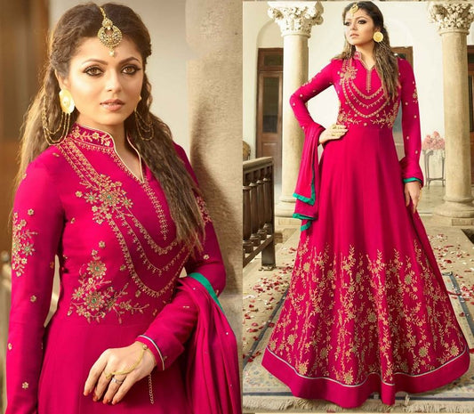 Designer embroidered pink indian wedding anarkali suit