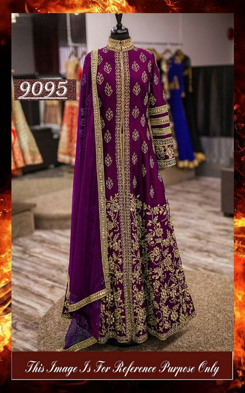 Designer embroidered purple wedding suit