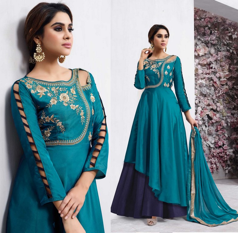 Designer embroidered rama partywear anarkali suit
