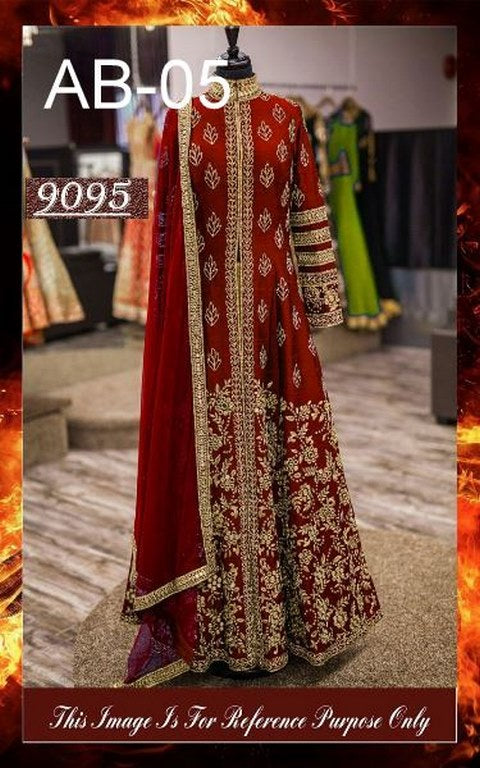 Designer embroidered red wedding suit